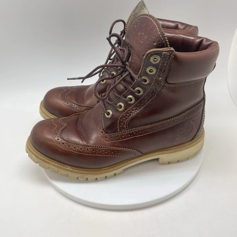 Timberland Boots Mens 8.5 Villa Wingtip Premium Brogue Brown Insulate Work A16WL